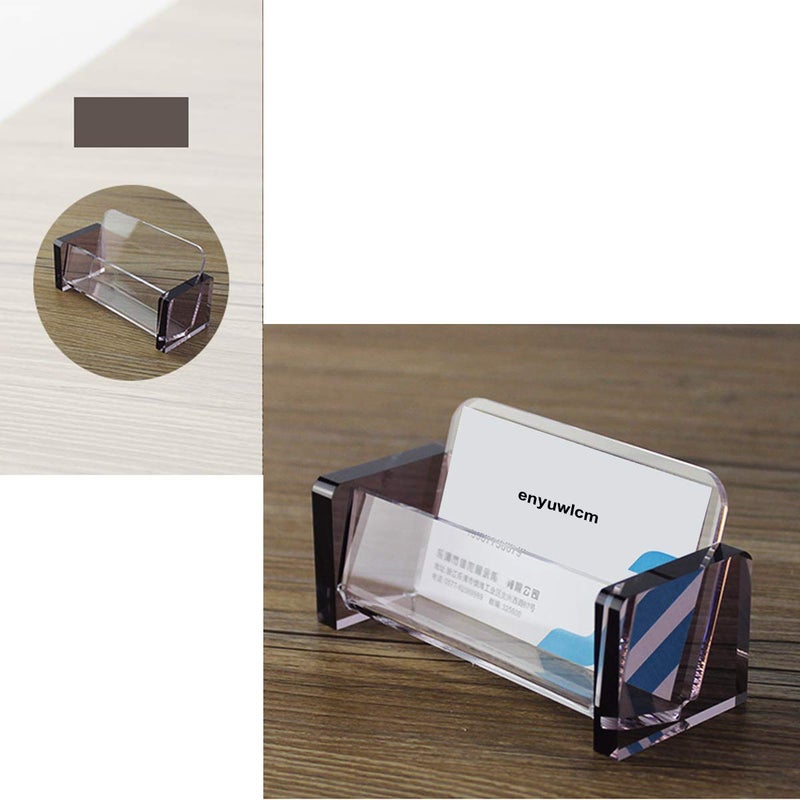 enyuwlcm Acrylic Desktop Business Card Holder Display for Desk Elegant Business Card Stand for Office Grey/Clear with One Non-Slip Mat (Sticky) - Image 5